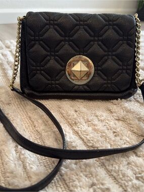 kate spade Black Quilted Leather Crossbody with Gold-Tone Turn Lock